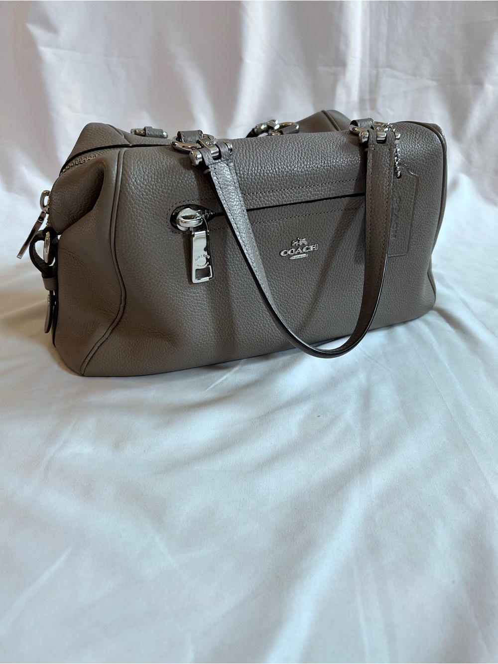 Coach Gray Pebbled Leather Satchel